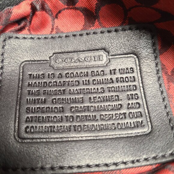 Coach Houndstooth Wristlet Wool with Black Leather Trim Cream with Red interior - Picture 7 of 12